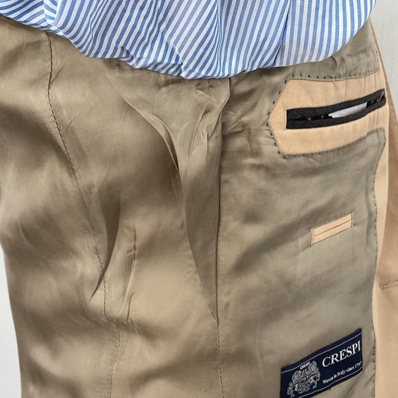 J Crew Crespi Italian Woven Cotton Chino Tan / Camel Two Button Jacket 36 R - Picture 14 of 15